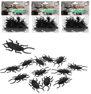 36x Horror decoratie kakkerlakken van plastic 6 cm - Halloween tafel strooi kakkerlakken 36 stuks