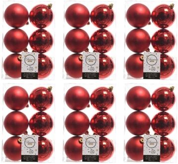 36x Kunststof kerstballen glanzend/mat kerst rood 8 cm kerstboom versiering/decoratie kerst rood - Kerstbal