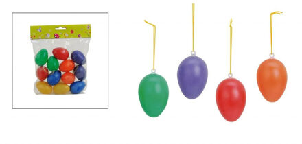 36x Paaseieren paastak hangertjes kleurenmix 6 cm