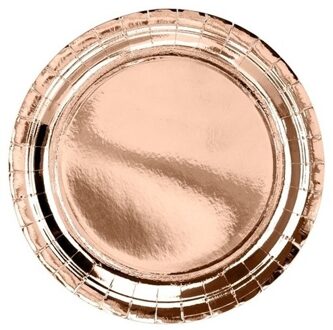 36x Rose gouden feest bordjes 23 cm