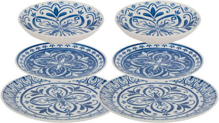 36x servies set delft - 12-delig - blauw - aardewerk dinerservies - tafelservies - 4 personen