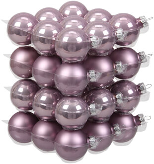 36x stuks glazen kerstballen salie paars (lilac sage) 4 cm mat/glans - Kerstbal