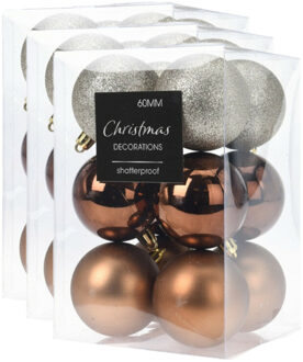 36x stuks kerstballen mix herfstkleuren kunststof 6 cm