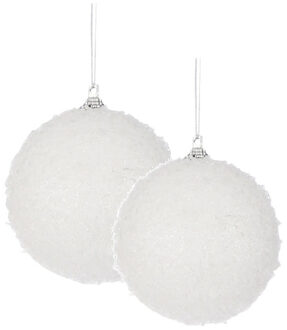 36x stuks kerstversiering witte sneeuw effect kerstballen 6 en 8 cm