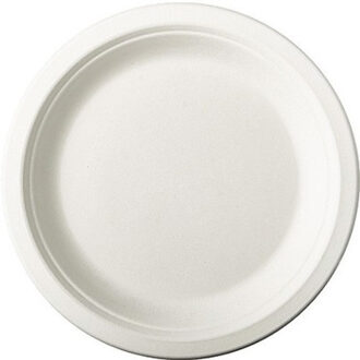 36x Suikerrieten kleine wegwerp bordjes 23 cm van biologisch afbreekbaar materiaal - Feestbordjes Wit