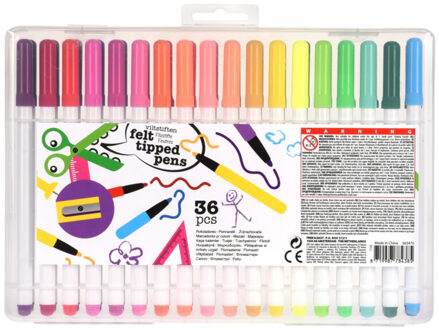 36x Viltstiften in diverse kleuren Multi
