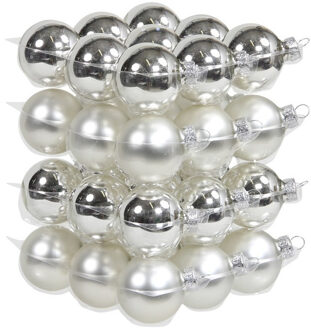 36x Zilveren glazen kerstballen 4 cm mat/glans