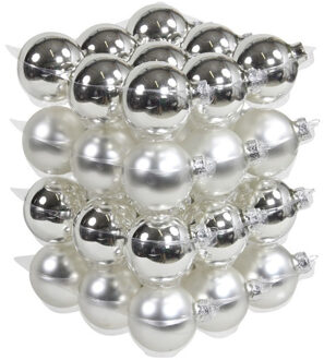 36x Zilveren glazen kerstballen 6 cm mat/glans