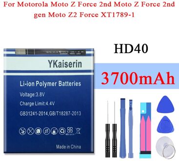 3700Mah HD40 SNN5987A Batterij Voor Motorola Moto Z Force 2nd Moto Z Force 2nd Gen Moto Z2 Kracht XT1789-1/03/05 Telefoon Batterijen