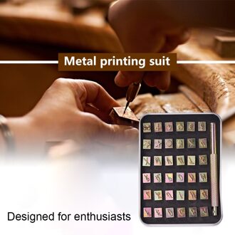 37Pcs Alfabet Symbool Lederen Afdrukken Tool Zinklegering Carving Punch Stempel Ambachtelijke Metalen Lederen Gereedschap Brief Stempel
