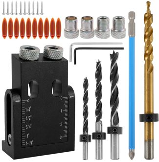 38 Pcs Houtbewerking Schuine Gat Locator Boren Pocket Gat Jig Kit 15 Graden Hoek Boor Gids Set Gat Diy timmerwerk Gereedschap