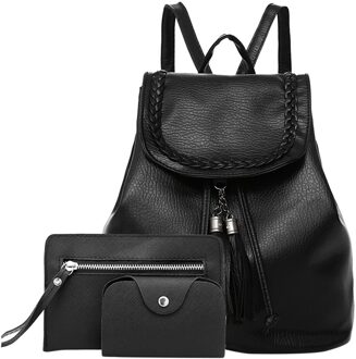 38 # Vrouwen Rugzakken Trend Rugzak Mode Toevallige Patroon Effen Kleur Kwastje Rugzak Schooltassen Voor Tienermeisjes