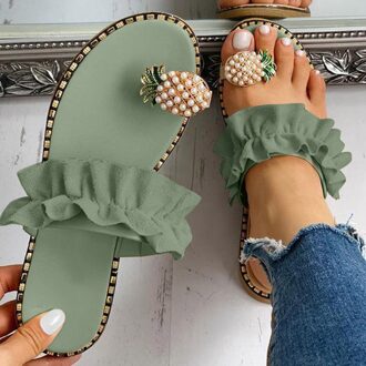 38 # Vrouwen Schoenen Vrouwen Meisjes Parel Platte Bohemian Style Casual Sandalen Slippers Strand Schoenen Schoenen Vrouw Slippers 40