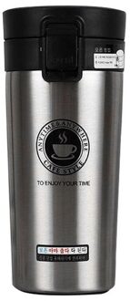 380 Ml Draagbare Reizen Koffie Mok Thermoskan Thermo Fles Water Auto Mok Thermocup Rvs Thermos Tumbler Cup sliver