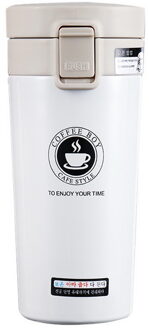 380 Ml Draagbare Reizen Koffie Mok Thermoskan Thermo Fles Water Auto Mok Thermocup Rvs Thermos Tumbler Cup wit