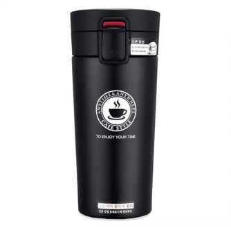 380 Ml Draagbare Reizen Koffie Mok Thermoskan Thermo Fles Water Auto Mok Thermocup Rvs Thermos Tumbler Cup zwart