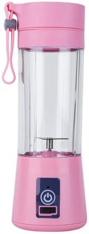 380Ml 2 Bladen Usb Oplaadbare Draagbare Elektrische Sap Machine Huishoudelijke Blender Draagbare Multifunctionele Juicer Quick Juicerer Roze