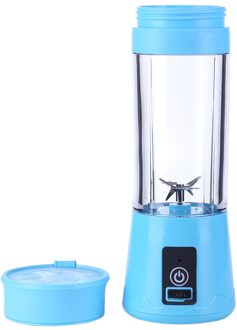 380Ml 4/6 Blades Draagbare Elektrische Fruit Juicer Thuis Usb Oplaadbare Smoothie Maker Blenders Machine Sport Fles Sap Cup Blue6Blades