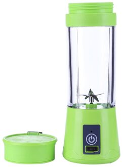 380Ml 4/6 Blades Draagbare Elektrische Fruit Juicer Thuis Usb Oplaadbare Smoothie Maker Blenders Machine Sport Fles Sap Cup Green6Blades