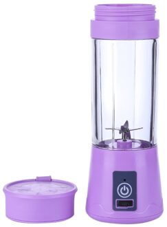 380Ml 4/6 Blades Draagbare Elektrische Fruit Juicer Thuis Usb Oplaadbare Smoothie Maker Blenders Machine Sport Fles Sap Cup paars 6Blades