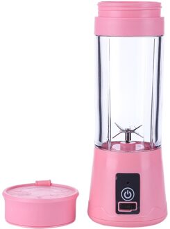 380Ml 4/6 Blades Draagbare Elektrische Fruit Juicer Thuis Usb Oplaadbare Smoothie Maker Blenders Machine Sport Fles Sap Cup roze 6Blades