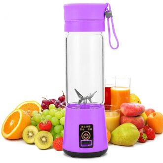 380Ml 4/6 Blades Handhels Juicer Fles Draagbare Mini Usb Elektrische Fruit Citrus Lemon Juicer Blender Squeezer Ruimer Machine 4 Blades / Paars