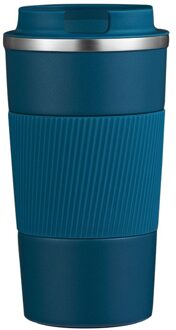 380Ml/510Ml Dubbele Rvs Koffie Thermos Mok Met Antislip Case Auto Vacuüm heupfles Reizen Geïsoleerde Fles 380ml / blauw