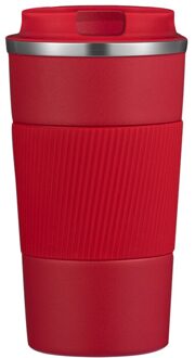 380Ml/510Ml Dubbele Rvs Koffie Thermos Mok Met Antislip Case Auto Vacuüm heupfles Reizen Geïsoleerde Fles 380ml / rood