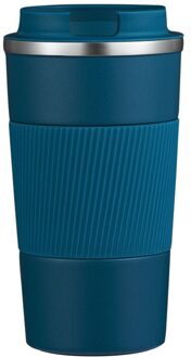 380Ml/510Ml Dubbele Rvs Koffie Thermos Mok Met Antislip Case Auto Vacuüm heupfles Reizen Geïsoleerde Fles 500ml / blauw