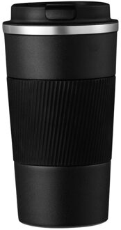 380Ml/510Ml Dubbele Rvs Koffie Thermos Mok Met Antislip Case Auto Vacuüm heupfles Reizen Geïsoleerde Fles 500ml / zwart