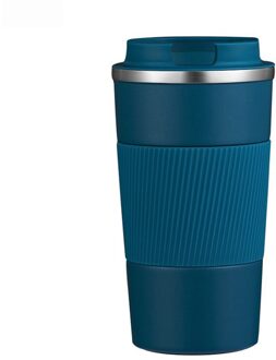 380Ml/510Ml Koffie Thermos Mok Dubbele Rvs Thermoskan Met Antislip Case Auto Thermoskan reizen Geïsoleerde Fles 380ml / blauw