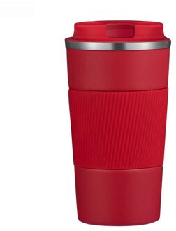 380Ml/510Ml Koffie Thermos Mok Dubbele Rvs Thermoskan Met Antislip Case Auto Thermoskan reizen Geïsoleerde Fles 380ml / rood