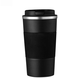 380Ml/510Ml Koffie Thermos Mok Dubbele Rvs Thermoskan Met Antislip Case Auto Thermoskan reizen Geïsoleerde Fles 380ml / zwart