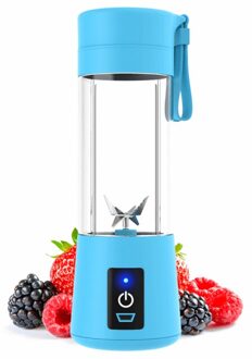 380Ml 6 Blades Draagbare Blender Elektrische Fruitpers Huishoudelijke Oranje Citruspers Voor Kind Thuis Keuken Mixer Smoothie Maken blauw