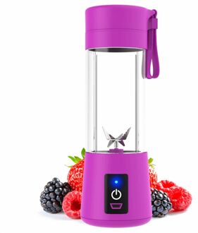 380Ml 6 Blades Draagbare Blender Elektrische Fruitpers Huishoudelijke Oranje Citruspers Voor Kind Thuis Keuken Mixer Smoothie Maken paars