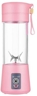 380Ml Draagbare Blender Usb Oplaadbare Juicer Cup Smoothies Mixer Fruit Machine 6 Blades Juicer roze
