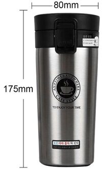 380Ml Dubbele Rvs 304 Koffie Mok Lekvrije Thermos Mok Reizen Thermische Kop Thermosmug Water Fles Voor zilver (380ml)