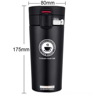 380Ml Dubbele Rvs 304 Koffie Mok Lekvrije Thermos Mok Reizen Thermische Kop Thermosmug Water Fles Voor zwart (380ml)
