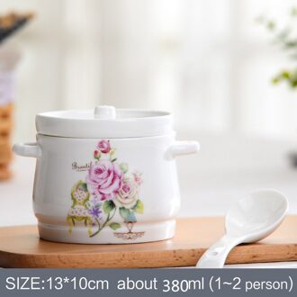 380ml Keramische Stoofpot Beker Nest Slowcooker Soep stoofpot liner enkele binaural stewpot met deksel 3 stijl kookgerei deel