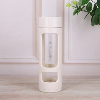 380Ml Mini Transparant Thee Glas Water Flessen Voor Meisjes Bpa Gratis Outdoor Water Fles Met Draagbare Touw Reizen Thee glas Cup wit