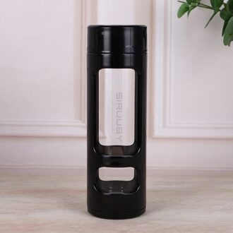 380Ml Mini Transparant Thee Glas Water Flessen Voor Meisjes Bpa Gratis Outdoor Water Fles Met Draagbare Touw Reizen Thee glas Cup zwart