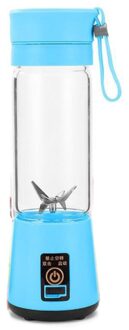 380Ml Usb Oplaadbare Blender Mixer 6 Blades Juicer Fles Cup Sap Citrus Citroen Fruit Smoothie Squeezers blauw