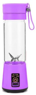 380Ml Usb Oplaadbare Blender Mixer 6 Blades Juicer Fles Cup Sap Citrus Citroen Fruit Smoothie Squeezers paars