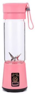 380Ml Usb Oplaadbare Blender Mixer 6 Blades Juicer Fles Cup Sap Citrus Citroen Fruit Smoothie Squeezers roze