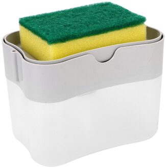 385Ml Zeep Organizer Reinigingsvloeistof Dispenser Container Handpers Zeep Pomp Met Spons Houder Keuken Tool grijs