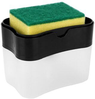 385Ml Zeep Organizer Reinigingsvloeistof Dispenser Container Handpers Zeep Pomp Met Spons Houder Keuken Tool zwart