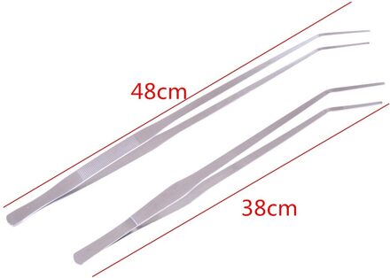 38Cm/48Cm Aquarium Live Tank Rechte Curve Plant Pincet Rvs Lange Tang Plant Garnalen Reef Tank crooked Tweezer