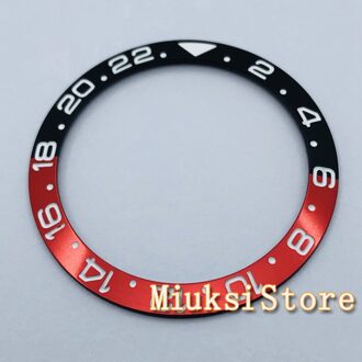 38Mm Zwart Blauw Rood Titanium Bezel Insert Voor 40Mm Sub Automatic Horloge GMT zwart rood