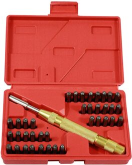 38x Aantal Lederen Stempelen Punch Metalen Stempel Set Tool Kit Voor Kunststoffen Lederen