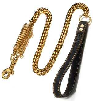 39 "Met Demping Lente Praktische Kraag Trekkabel Kinketting Rvs Lood Veiligheid Wandelen Hondenriem Grote Huisdier dikke goud